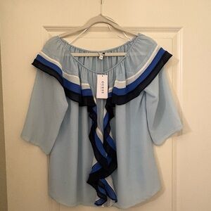 Guess Women's Light Blue Ruffled Blouse